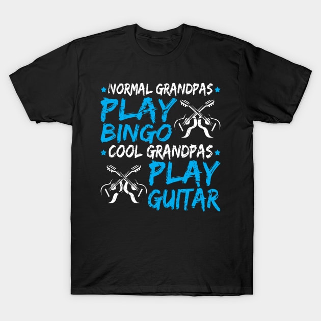 Cool Grandpa Play Guitar Funny Fathers Day Gift Guitarist T-Shirt by Humbas Fun Shirts